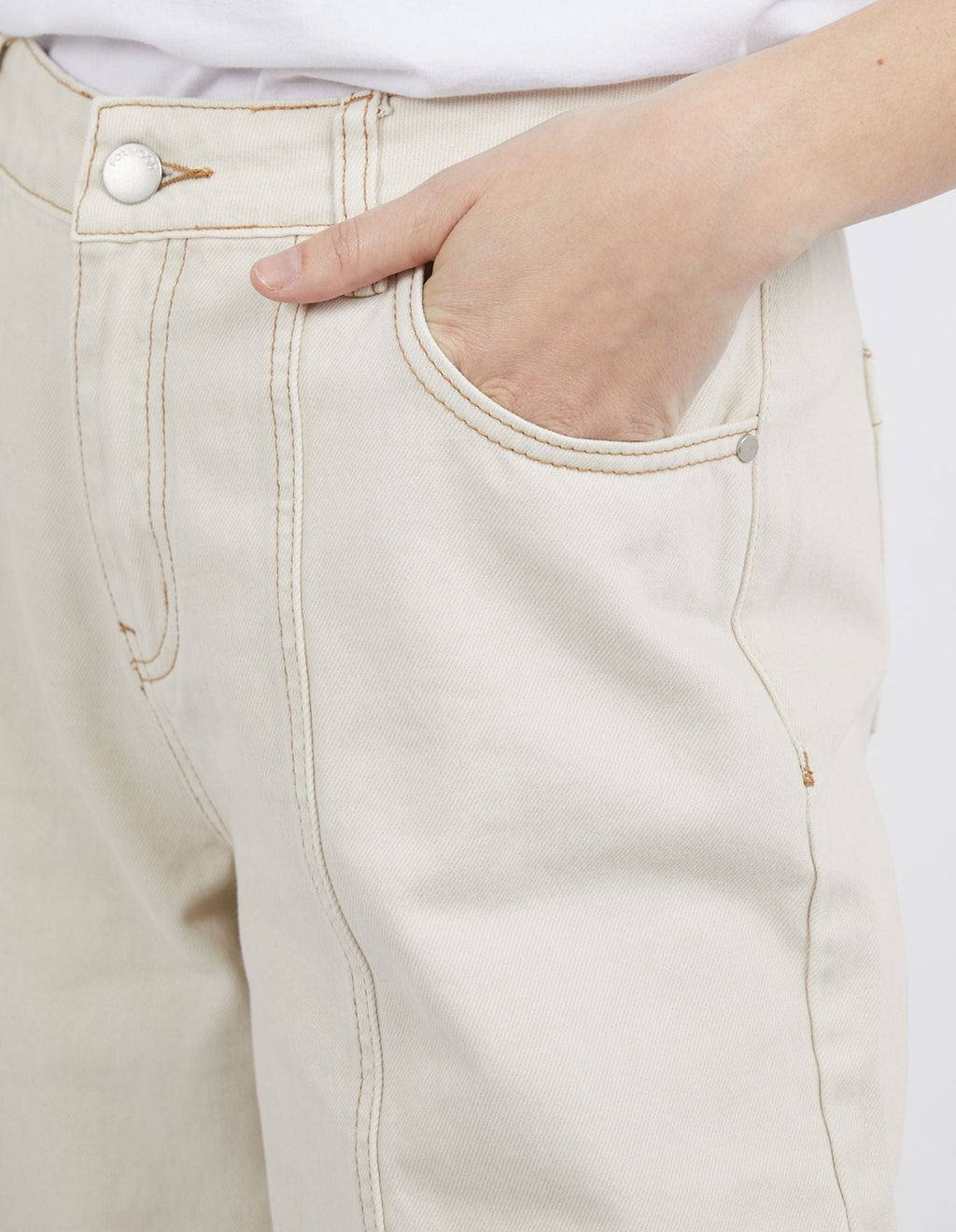 Royal Wide Leg Jeans | Ecru - Foxwood - Coco Blue