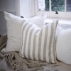 Santi Linen Cushion | White/Natural Stripe | 50x50 - Eadie - Coco Blue