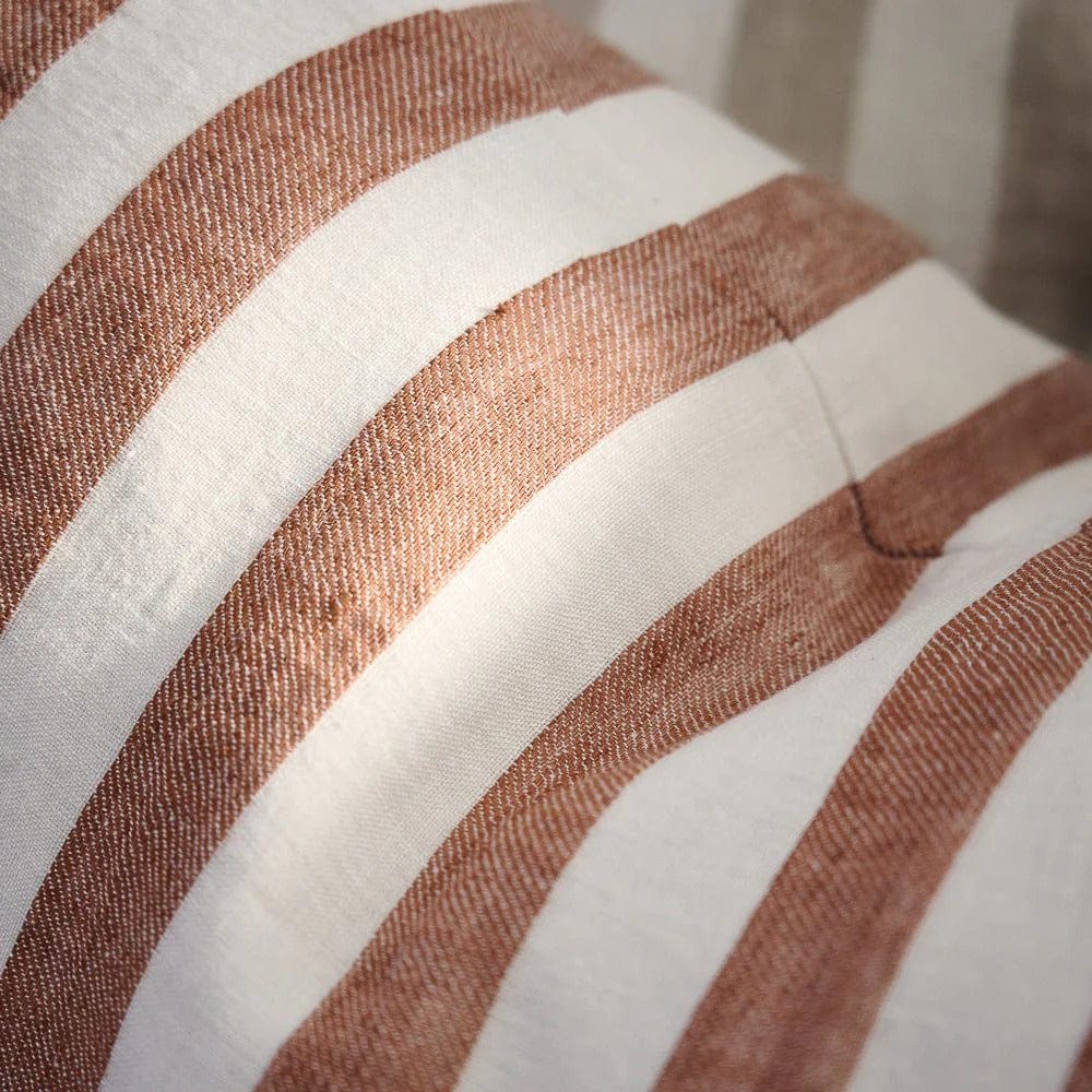 Santi Linen Cushion | White/Nutmeg Stripe | 50x50 - Eadie - Coco Blue