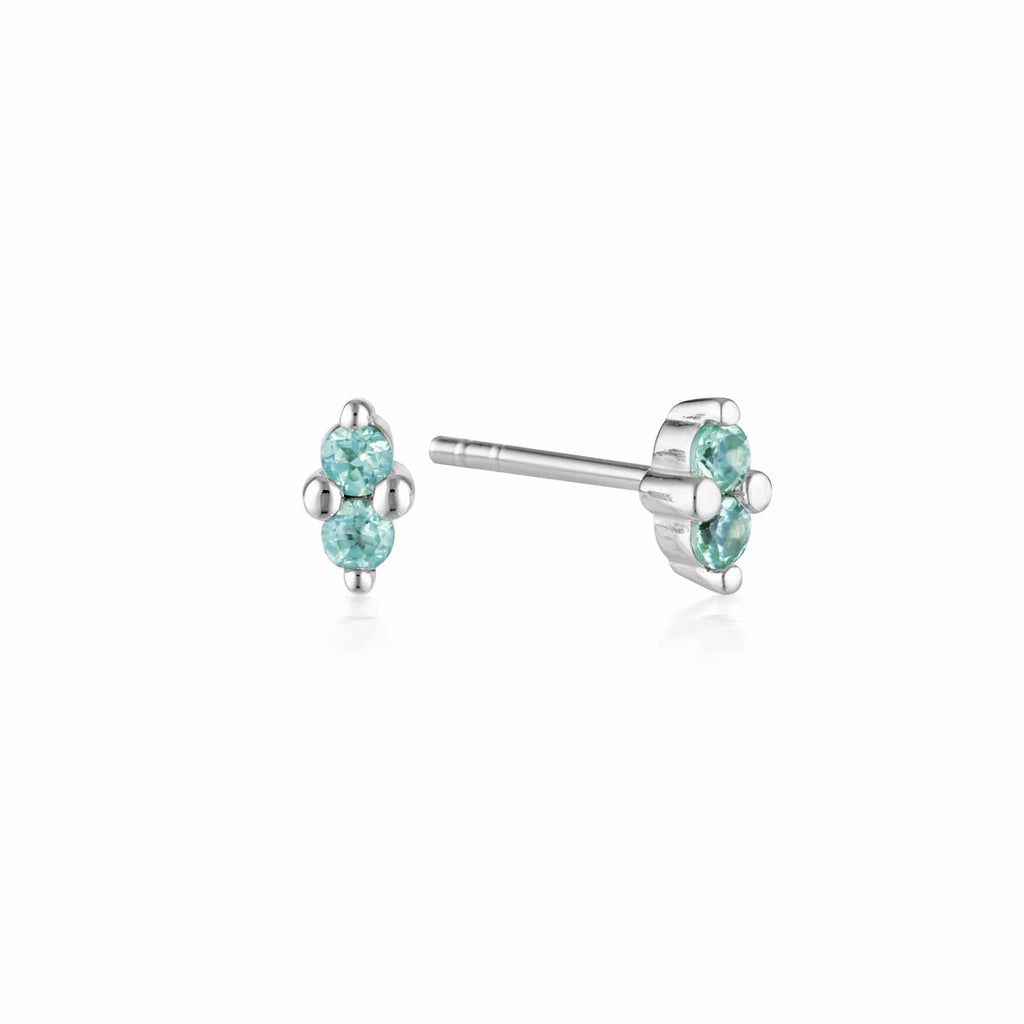 Silver Twin Gem Stud Earrings | Blue Topaz - Linda Tahija - Coco Blue