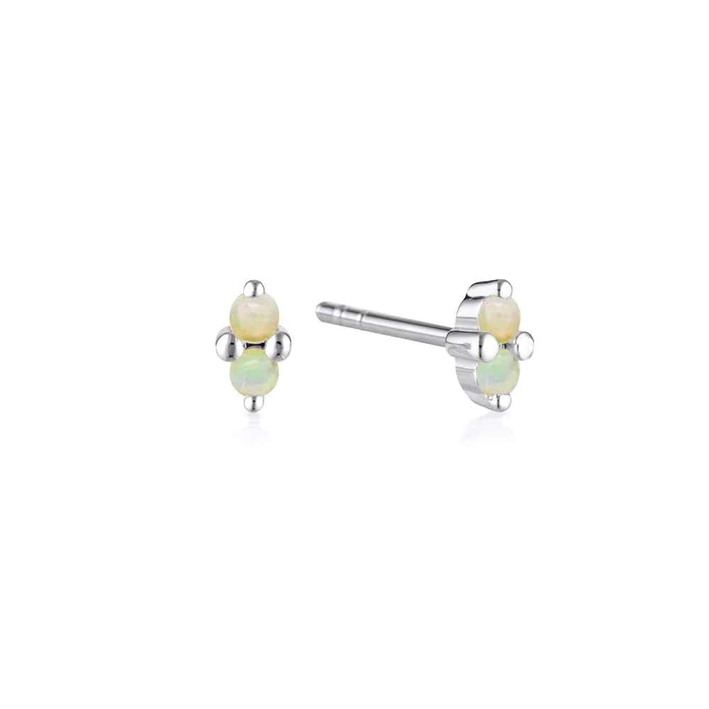 Silver Twin Gem Stud Earrings | Opal - Linda Tahija - Coco Blue