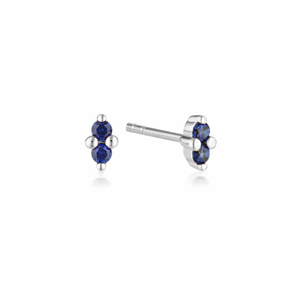 Silver Twin Gem Stud Earrings | Sapphire - Linda Tahija - Coco Blue