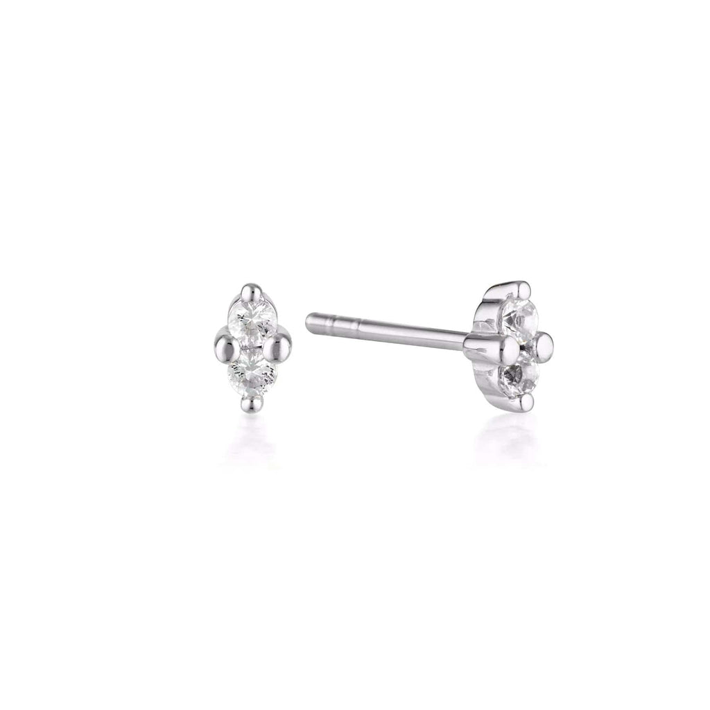 Silver Twin Gem Stud Earrings | White Topaz - Linda Tahija - Coco Blue
