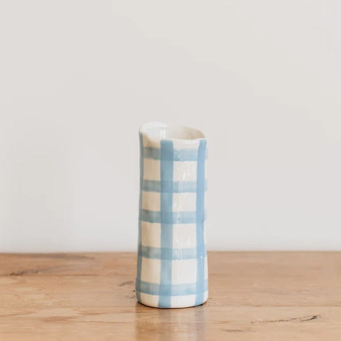 Small Vase | Cornflower Gingham - Noss & Co - Coco Blue
