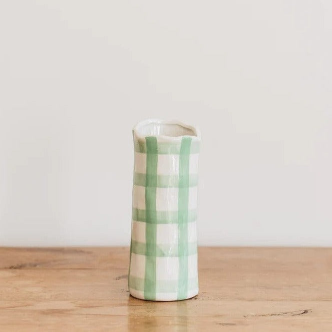 Small Vase | Green Gingham - Noss & Co - Coco Blue