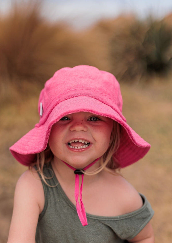 Towelling Safari Sun Hat in Pink