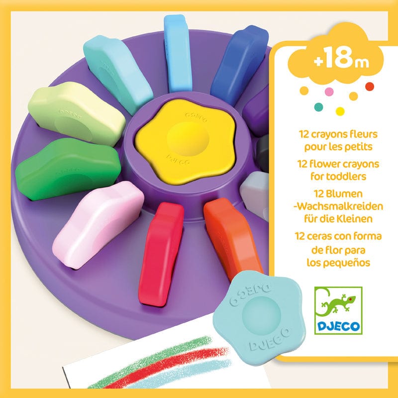 12 Toddler Flower Crayons - Coco Blue - Coco Blue