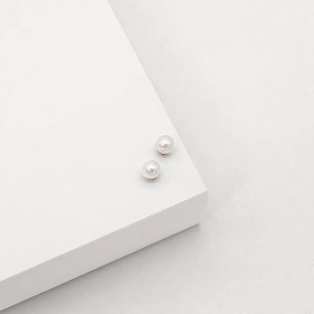 6Mm Pearl Studs | Gold - Linda Tahija - Coco Blue