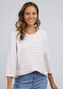 Amelie 3/4 Sleeve Top | Rose Stripe - Elm - Coco Blue