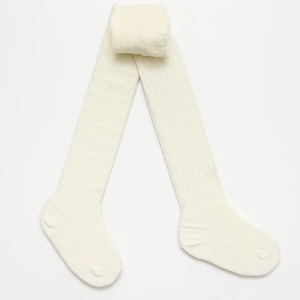 Baby Cable Tights | Cream - Lamington - Coco Blue