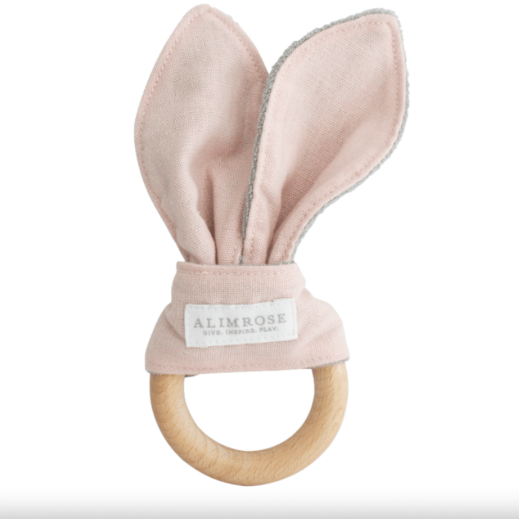 Bailey Bunny Teether | Pink Linen - Alimrose - Coco Blue