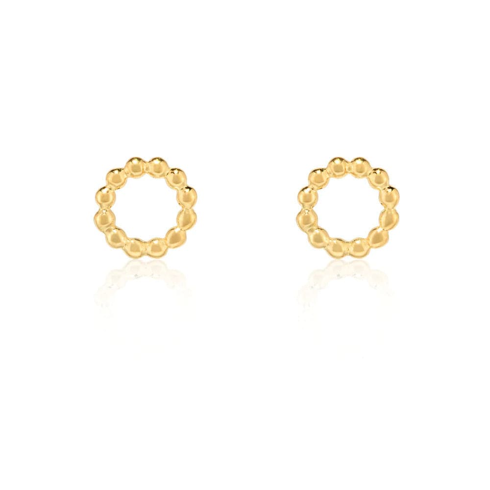 Beaded Circle Stud Earrings | Gold - Linda Tahija - Coco Blue