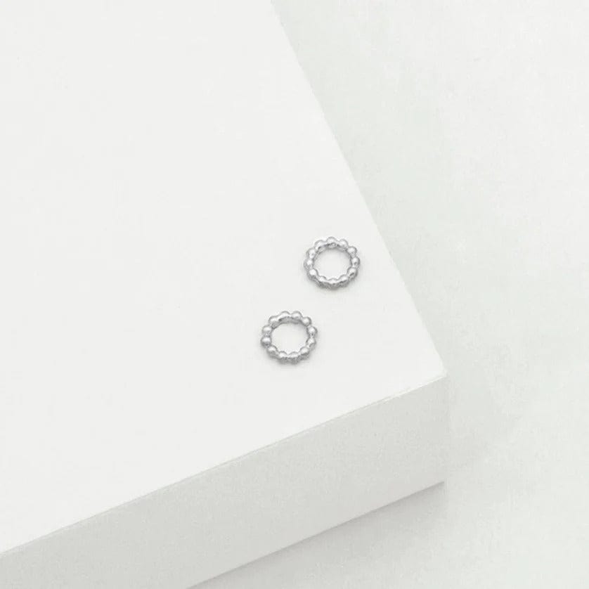 Beaded Circle Stud Earrings | Silver - Linda Tahija - Coco Blue