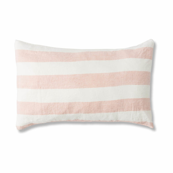 Blush Stripe Linen Pillowcase Set - Society of Wanderers - Coco Blue