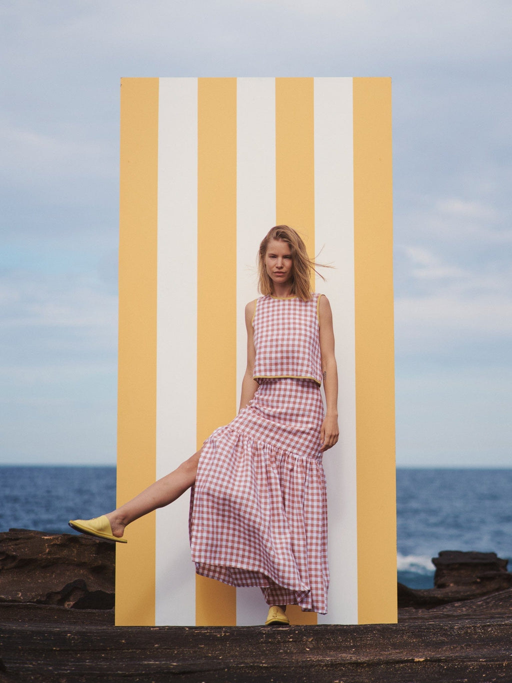 Cancan Frill Split Skirt | Sunset Gingham - The Boy & I - Coco Blue