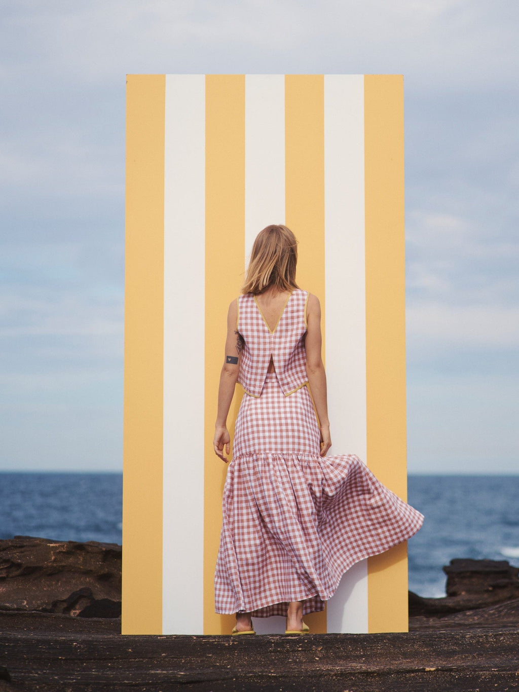 Cancan Frill Split Skirt | Sunset Gingham - The Boy & I - Coco Blue
