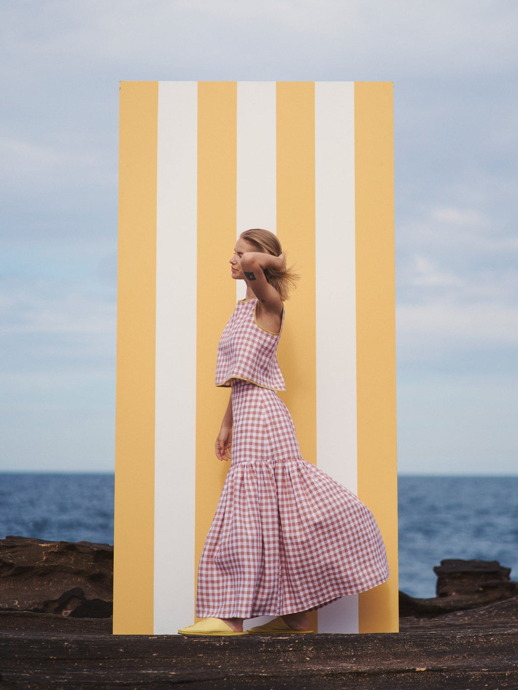 Cancan Frill Split Skirt | Sunset Gingham - The Boy & I - Coco Blue