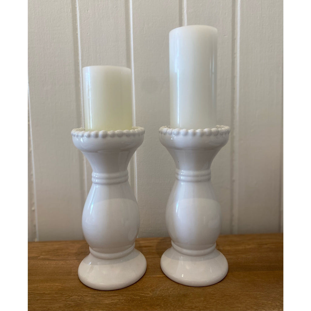 Ceramic Candle Holder | White - Coco Blue - Coco Blue