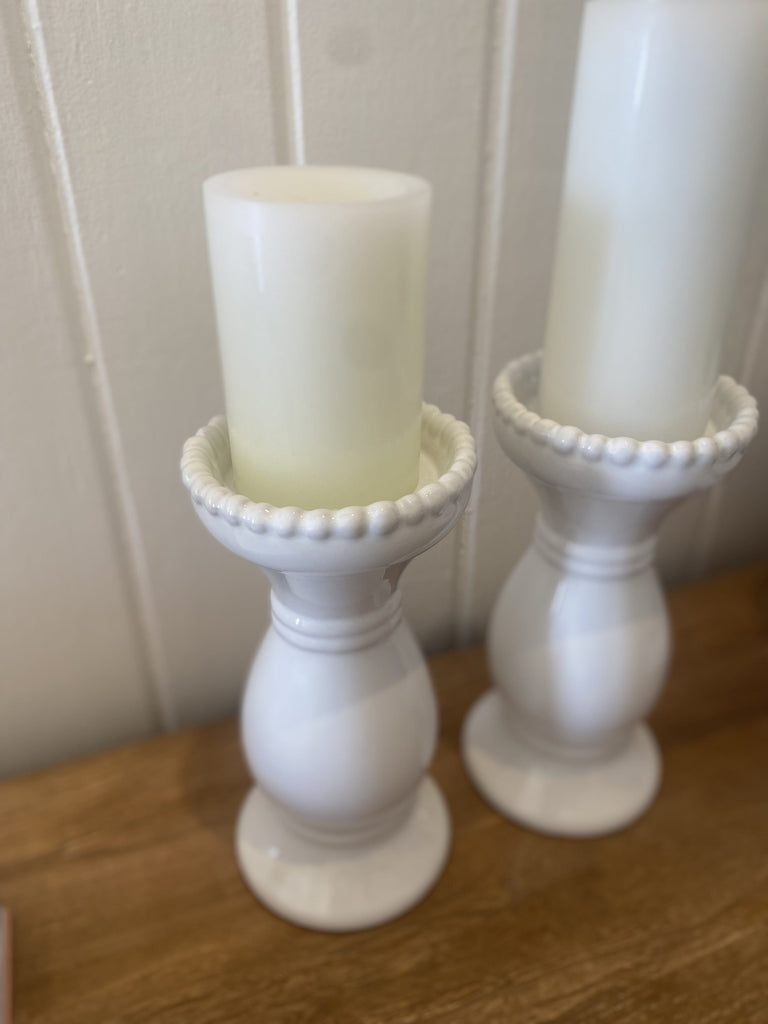 Ceramic Candle Holder | White - Coco Blue - Coco Blue