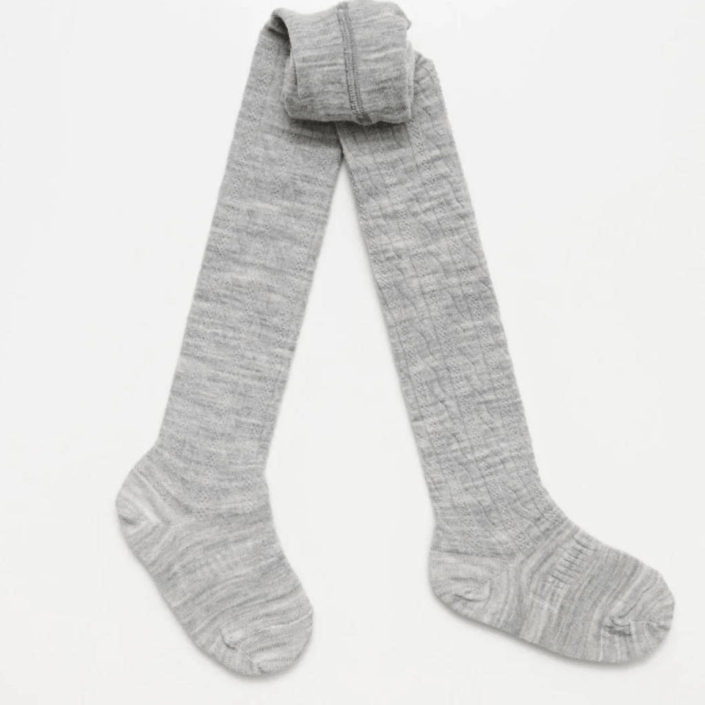 Children's Cable Tights | Grey Marle - Lamington - Coco Blue