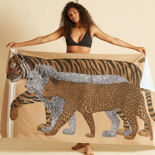 Cotton Towel/Throw | Cheetah | Natural - Inoui Editions - Coco Blue