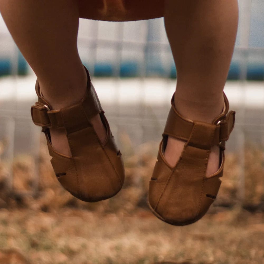 Dakota Pre-Walker Shoes | Tan Leather - Skeanie - Coco Blue