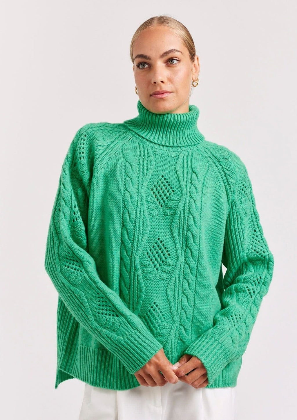 Dealia Polo Jumper | Pine Green - Coco Blue - Coco Blue