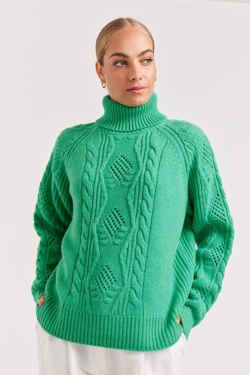 Dealia Polo Jumper | Pine Green - Coco Blue - Coco Blue