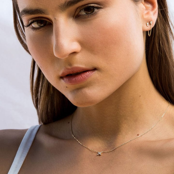 Diamond Cross Necklace | 9k Gold - Linda Tahija - Coco Blue