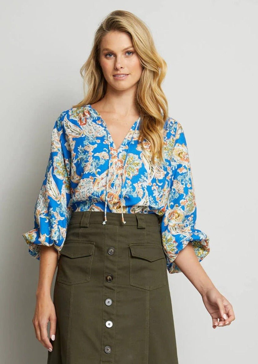 Duke Blouse | Watercolour - Elms + King - Coco Blue