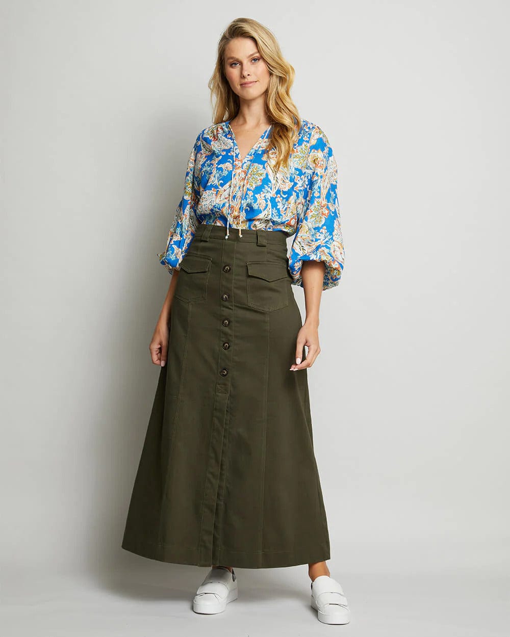 Duke Blouse | Watercolour - Elms + King - Coco Blue