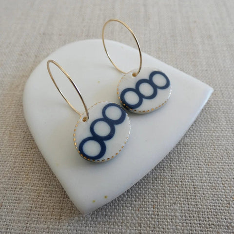 Echo Hoop Earrings | Indigo & Beige - & O Designs - Coco Blue
