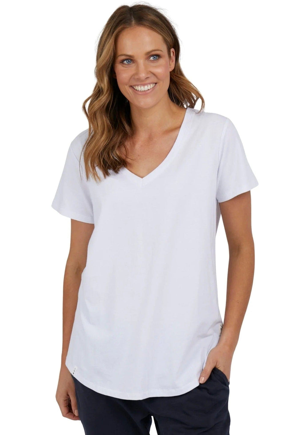 Fortune Vee Tee | White - Elm - Coco Blue