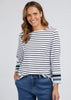 Frame Stripe 3/4 Sleeve Tee | Navy - Elm - Coco Blue