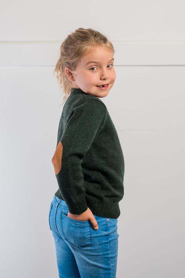 Freddie Jumper | Forest Green with Tan Elbow Patches - Bow & Arrow - Coco Blue