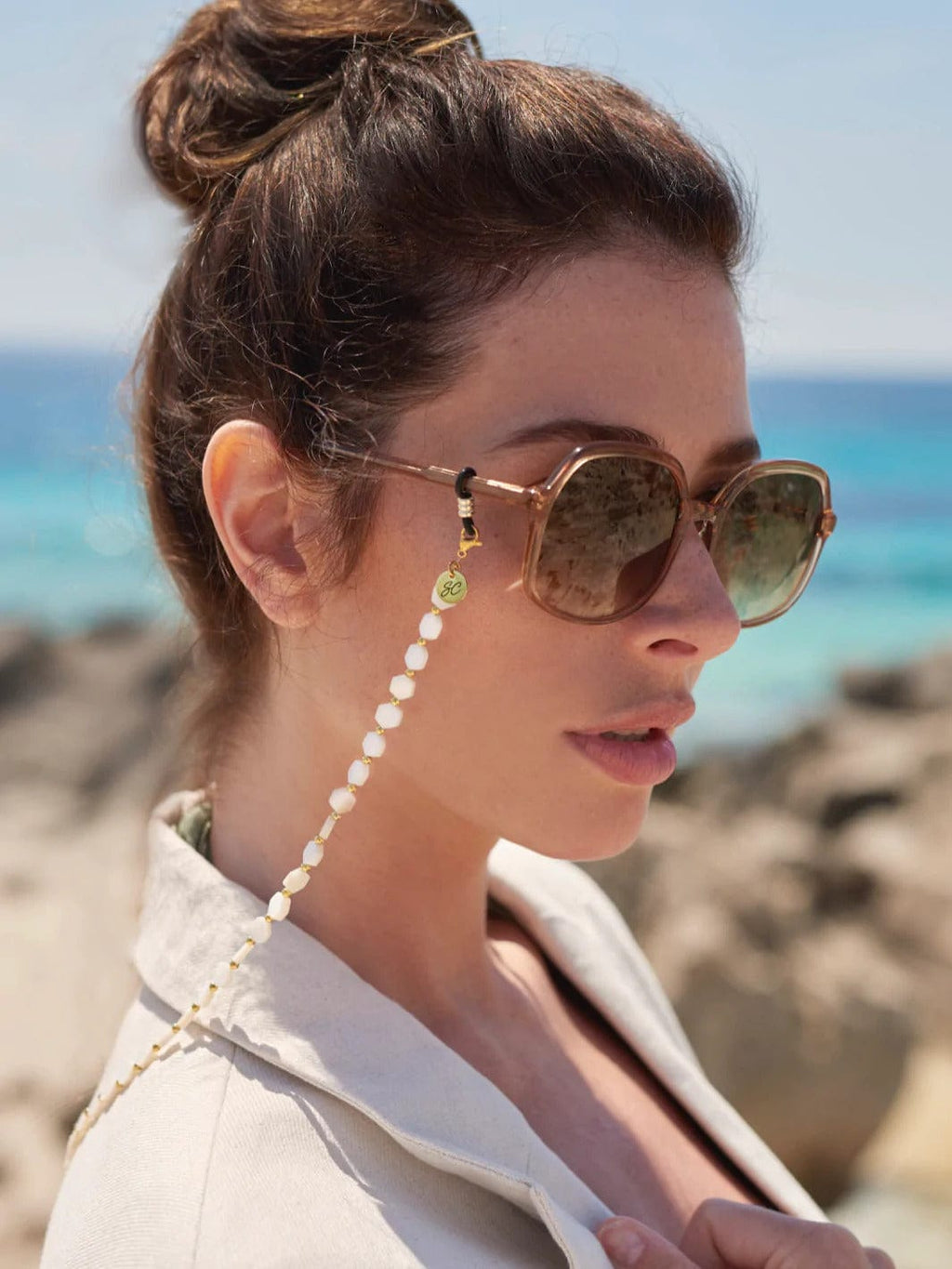 Glasses Chain | Maya Hexagons - Sunny Cords - Coco Blue