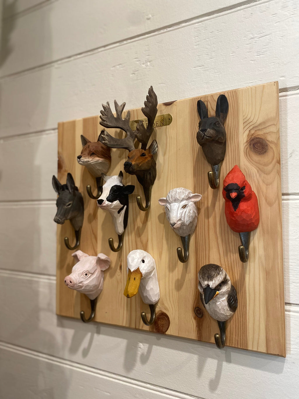 Hand Carved Animal Hooks - Wildlife Garden - Coco Blue