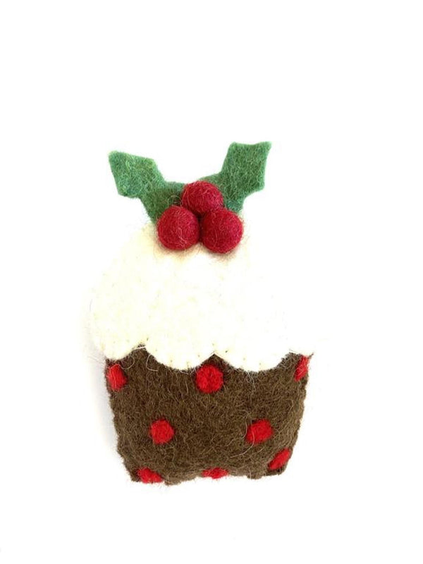 Handmade Felt Christmas Decoration | Christmas Pudding with Holly - Pashom - Coco Blue