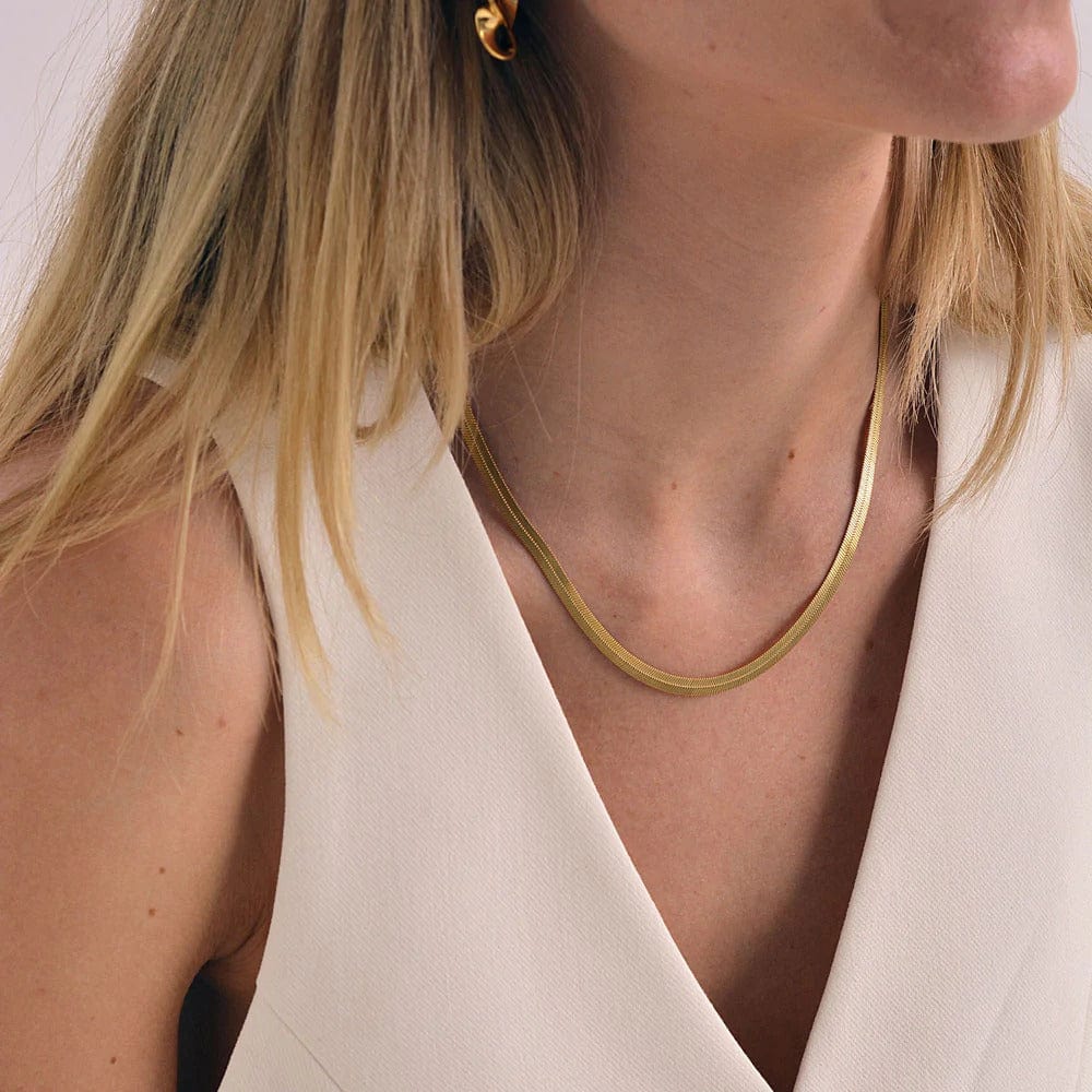 Herringbone Chain Necklace | Gold - Linda Tahija - Coco Blue
