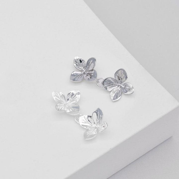 Hydrangea Double Drop Earrings | Silver - Linda Tahija - Coco Blue