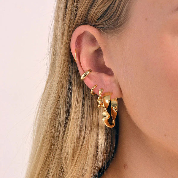 Jumbo Twist Hoop Earrings | Gold - Linda Tahija - Coco Blue