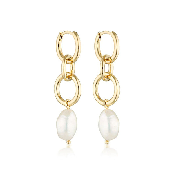 Kindred Link Baroque Pearl Earrings | Gold - Linda Tahija - Coco Blue