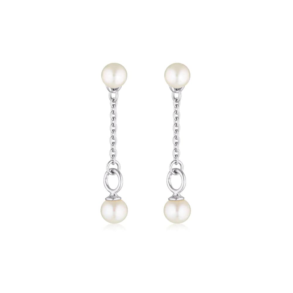 Lacy Pearl Drop Earrings | Silver - Linda Tahija - Coco Blue