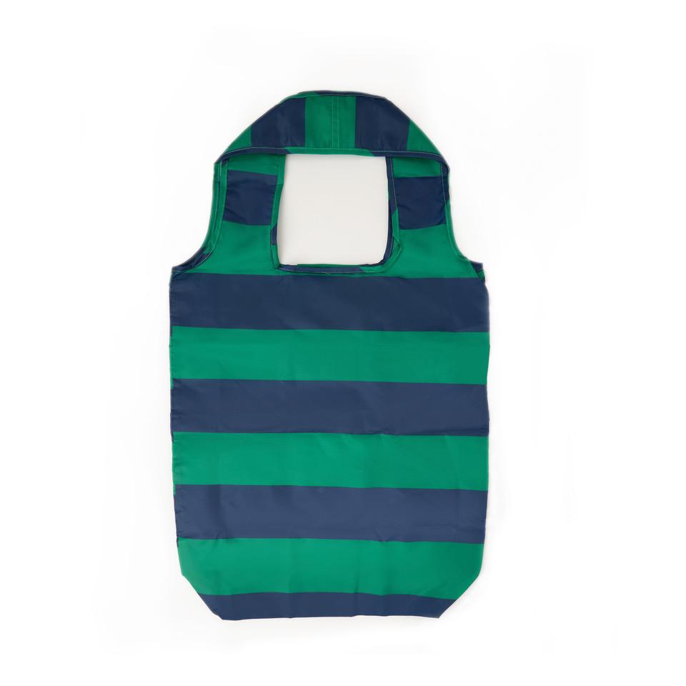Large Pocket Shopper | Green Navy Stripe - Project Ten - Coco Blue