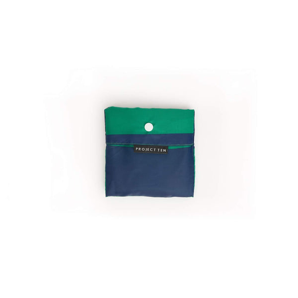 Large Pocket Shopper | Green Navy Stripe - Project Ten - Coco Blue