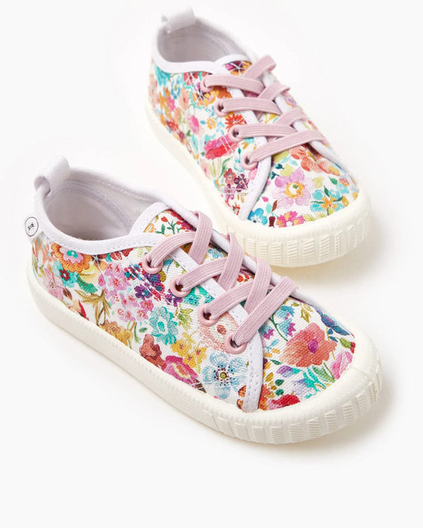 Liberty Andy Canvas Shoes | Meadow Pink - Walnut - Coco Blue