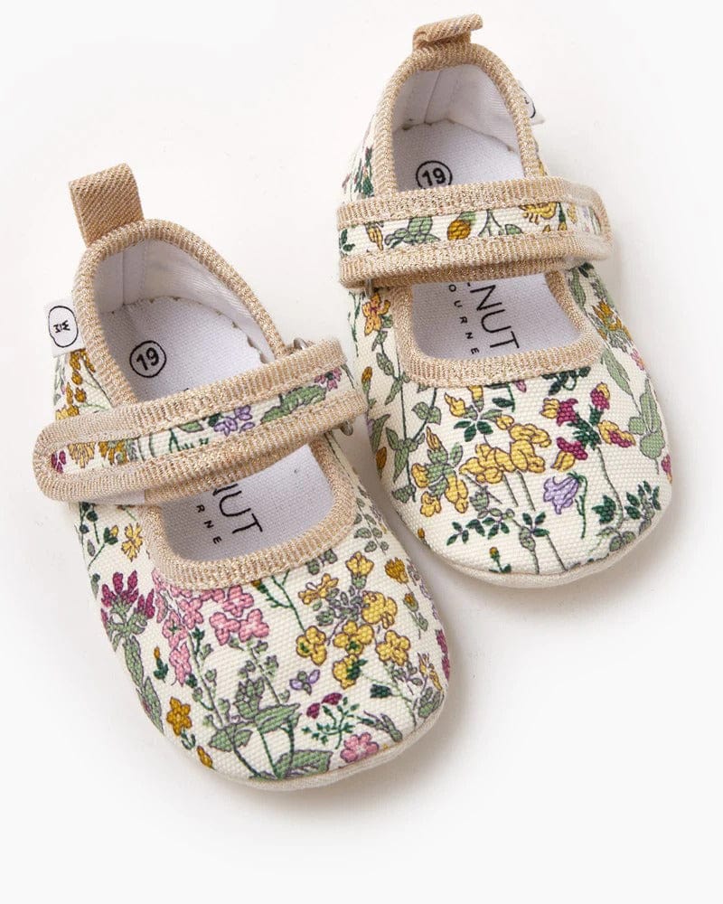 Liberty Baby Mary Jane Shoes | Field Flowers - Walnut - Coco Blue