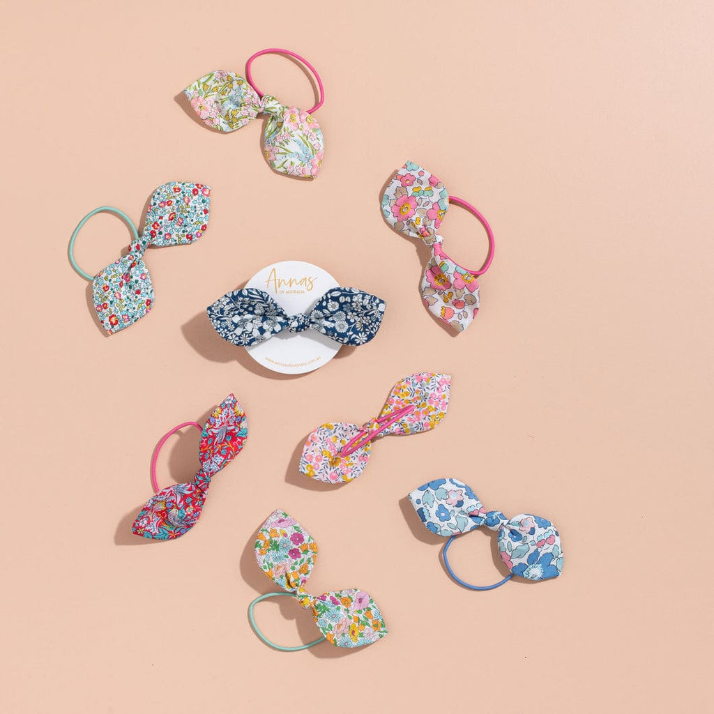 Liberty Bow Bobble Hairband - Annas of Australia - Coco Blue