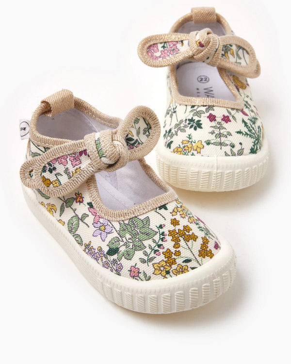 Liberty Millie Canvas Shoes | Field Flowers - Walnut - Coco Blue