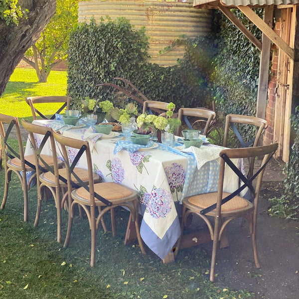 Linen Tablecloth | Hydrangea - Bright Threads - Coco Blue